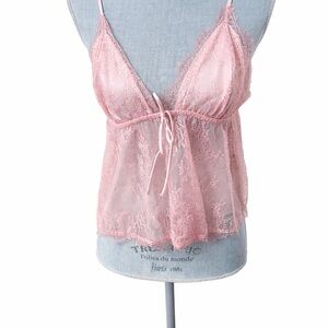 Victoria’s Secret Pink Lace Babydoll Lingerie Sheer Mesh XL NWT